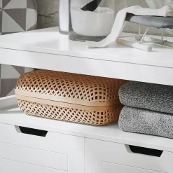 Sobuy Meuble Salle de Bain Armoire avec 2 Portes, étagères Réglables, BZR121-W,