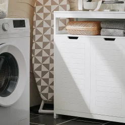 Sobuy Meuble Salle de Bain Armoire avec 2 Portes, étagères Réglables, BZR121-W,