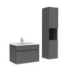 AICA Sanitaire Meuble Salle de Bain avec colonne et vasque ceramique 60cm Anthracite