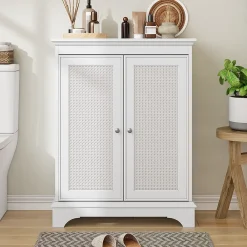 Armoire De Salle De Bains|ProximaX Meuble salle de bain blanc sur pied avec porte panier et étagère réglable, meuble indépendant pour salle de bain, salon ou cuisine