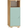 Armoire De Salle De Bains|Homcom Meuble salle de bain design nordique porte étagère niche effet bois clair vert d'eau