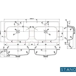 Meuble Vasque|Stano Meuble salle de bain design double vasque FORTINA largeur 120 cm chêne clair