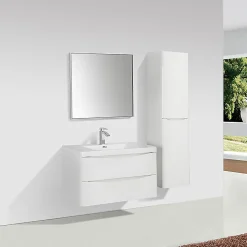 Stano Meuble salle de bain design simple vasque PIACENZA largeur 90 cm blanc laque