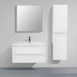 Stano Meuble salle de bain design simple vasque PIACENZA largeur 90 cm blanc laque