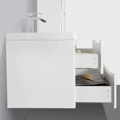 Stano Meuble salle de bain design simple vasque PIACENZA largeur 90 cm blanc laque