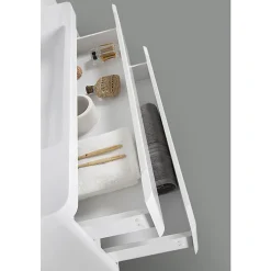 Stano Meuble salle de bain design simple vasque PIACENZA largeur 90 cm blanc laque