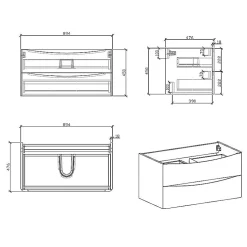 Stano Meuble salle de bain design simple vasque PIACENZA largeur 90 cm blanc laque