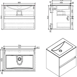 Meuble Vasque|Stano Meuble salle de bain design simple vasque SIENA largeur 80 cm noyer