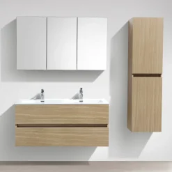 Meuble Vasque|Stano Meuble salle de bain design double vasque SIENA largeur 120 cm chêne clair texture
