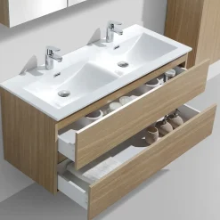 Meuble Vasque|Stano Meuble salle de bain design double vasque SIENA largeur 120 cm chêne clair texture