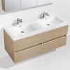 Stano Meuble salle de bain design double vasque SIENA largeur 144 cm chêne clair texture