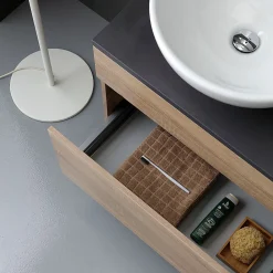 Kiamami Valentina Meuble Salle De Bain En Chêne Naturel 120Cm Avec Miroir 120X60 - Sole