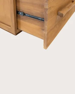 Meuble Sous-Vasque|Uniqka Meuble salle de bain en teck avec étagère en verre 140 cm -