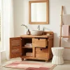 Uniqka Meuble salle de bain en teck porte persienne 90 cm -