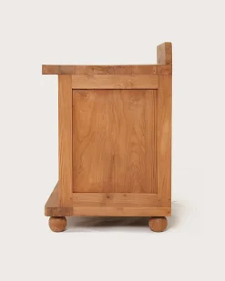 Uniqka Meuble salle de bain en teck porte persienne 90 cm -