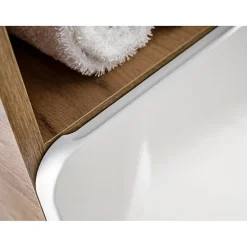 Armoire De Salle De Bains|Meublorama Meuble salle de bain ERBANO Chene clair et blanc brillant 35x35 cm 1 porte Meuble suspendu