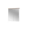Armoire De Salle De Bains|Meublorama Meuble salle de bain ERMANO Chene clair et blanc brillant 60x70 cm 2 portes miroir Meuble suspendu