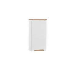 Armoire De Salle De Bains|Meublorama Meuble salle de bain ERMANO Chene clair et blanc brillant 35x70 cm 1 porte Meuble suspendu