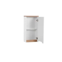 Armoire De Salle De Bains|Meublorama Meuble salle de bain ERMANO Chene clair et blanc brillant 35x70 cm 1 porte Meuble suspendu