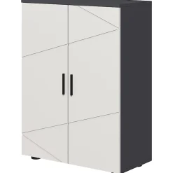 ProximaX Meuble salle de bain gris à double porte avec étagères réglables, meuble d'appoint et rangement pour salon, 60x30x82 cm