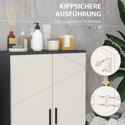 ProximaX Meuble salle de bain gris à double porte avec étagères réglables, meuble d'appoint et rangement pour salon, 60x30x82 cm