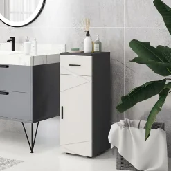 Meuble Wc|ProximaX Meuble salle de bain gris, armoire d'appoint avec tiroir et étagères réglables, meuble de rangement, idéal salle de bain ou salon