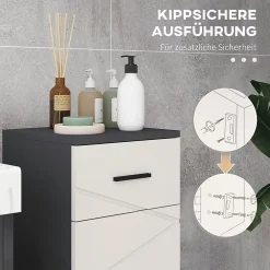 Meuble Wc|ProximaX Meuble salle de bain gris, armoire d'appoint avec tiroir et étagères réglables, meuble de rangement, idéal salle de bain ou salon