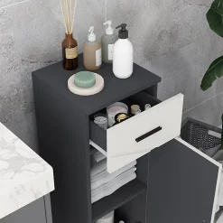 Meuble Wc|ProximaX Meuble salle de bain gris, armoire d'appoint avec tiroir et étagères réglables, meuble de rangement, idéal salle de bain ou salon