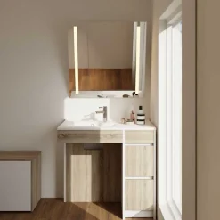 Ensemble Meuble De Salle De Bains|Cuisibane Meuble salle de bain PMR ANDY PLUS 90 cm bois et blanc + miroir Motory
