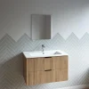 Ensemble Meuble De Salle De Bains|Aurlane Meuble salle de bain simple vasque 60cm bois MDF ondulé