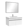 Ensemble Meuble De Salle De Bains|AICA Sanitaire Meuble salle de bain simple vasque 80cm meuble + miroir Blanc