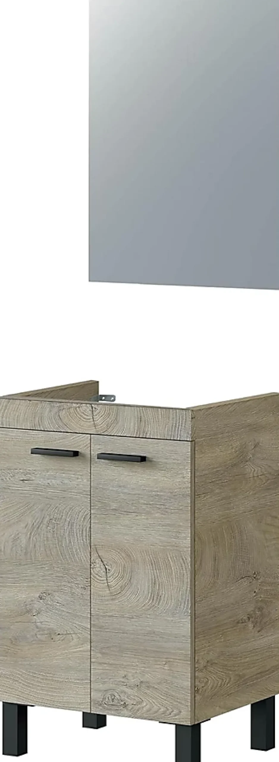 Meuble Sous Lavabo|Pegane Meuble salle de bain Sous-Vasque 50 cm + Miroir coloris Alaska chêne à nœuds - Longueur 50 x Hauteur 80 x Profondeur 40 cm