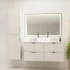 Planète Bain Meuble salle de bain strié 120 cm pour vasque à poser - Blanc mat - à suspendre - Tirso