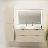 Planète Bain Meuble salle de bain strié 120 cm pour vasque à poser - Beige cachemire mat - à suspendre - Tirso