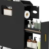 Giantex Meuble Salle de Bain Étroit,avec Support pour Papier Toilette,2 Tiroir, 2 Roue, Poignée Pratique,pour Buanderie, Toilette (Noir)