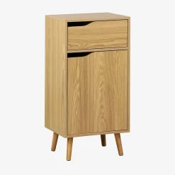 Sweeek Meuble salle de bain vintage décor bois frêne 1 tiroir 1 porte - Nepal