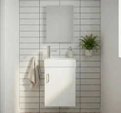 Top Bath Meuble Salle de Bains avec vasque/lavabo lave mains à suspendre Mini 40 Blanc