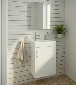 Top Bath Meuble Salle de Bains avec vasque/lavabo lave mains à suspendre Mini 40 Blanc