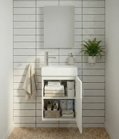 Top Bath Meuble Salle de Bains avec vasque/lavabo lave mains à suspendre Mini 40 Blanc