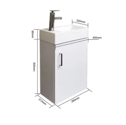 Top Bath Meuble Salle de Bains avec vasque/lavabo lave mains à suspendre Mini 40 Blanc