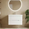 Meuble Vasque|Top Bath Meuble Salle de Bains avec vasque/lavabo FIDJI 80 suspendu laqué Blanc brillant avec plan en résine