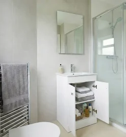 Top Bath Meuble Salle de Bains avec vasque/lavabo LOOK 60 Blanc à poser avec plan céramique.