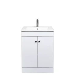 Top Bath Meuble Salle de Bains avec vasque/lavabo LOOK 60 Blanc à poser avec plan céramique.