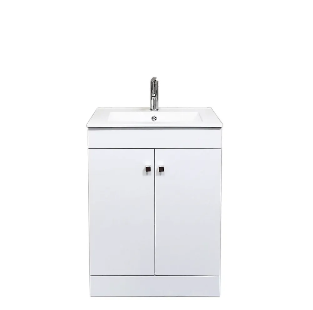 Top Bath Meuble Salle de Bains avec vasque/lavabo LOOK 60 Blanc à poser avec plan céramique.