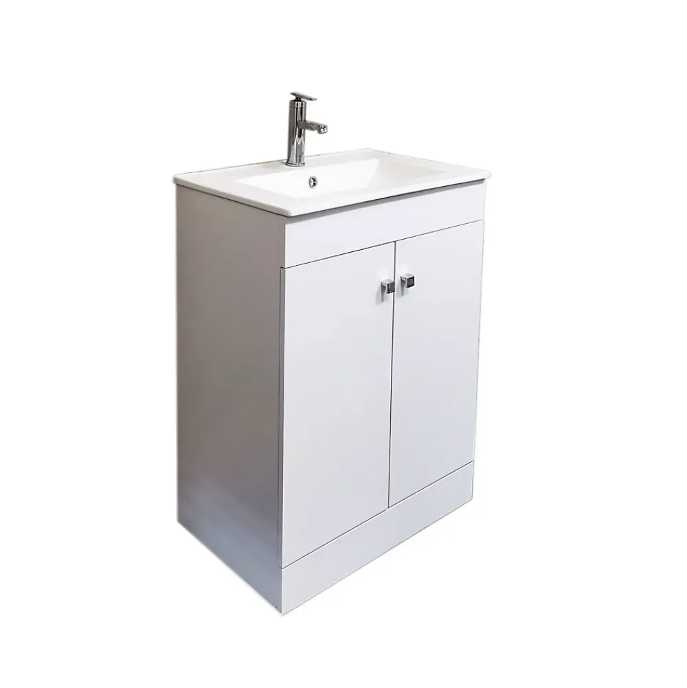 Top Bath Meuble Salle de Bains avec vasque/lavabo LOOK 60 Blanc à poser avec plan céramique.