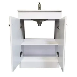 Top Bath Meuble Salle de Bains avec vasque/lavabo LOOK 60 Blanc à poser avec plan céramique.