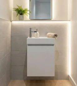 Lave-Mains|Top Bath Meuble Salle de Bains avec vasque/lavabo lave mains à suspendre Bahamas 40 Blanc
