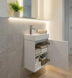 Lave-Mains|Top Bath Meuble Salle de Bains avec vasque/lavabo lave mains à suspendre Bahamas 40 Blanc