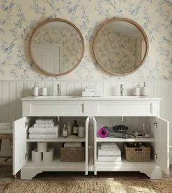 Top Bath Meuble Salle de Bains avec vasque/lavabo DOLIANA 120 à poser laqué Blanc mat 4 portes avec plan céramique