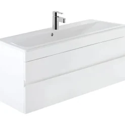 Sanindusa Meuble salle de bains suspendu 100x36 Look slow close blanc (vasque Look en option non inclus)